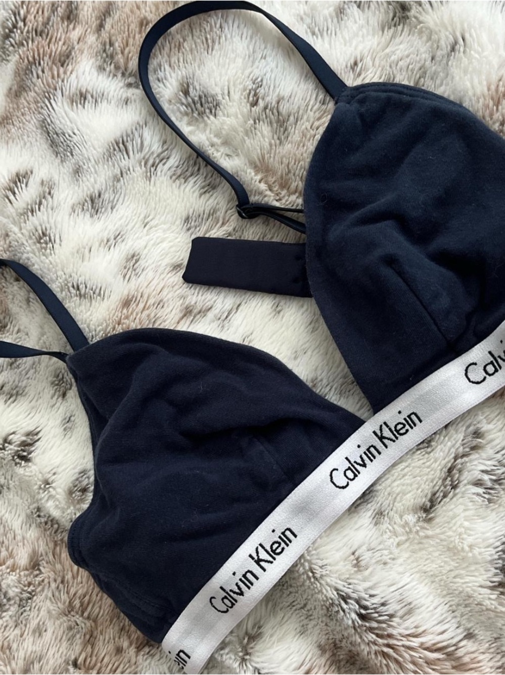 Calvin Klein Black Bralette with White Logo Band